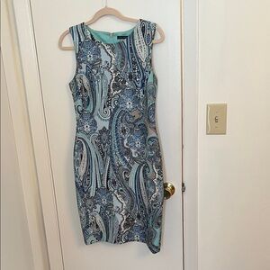 Tommy Hilfiger Blue and White Paisley Midi Dress